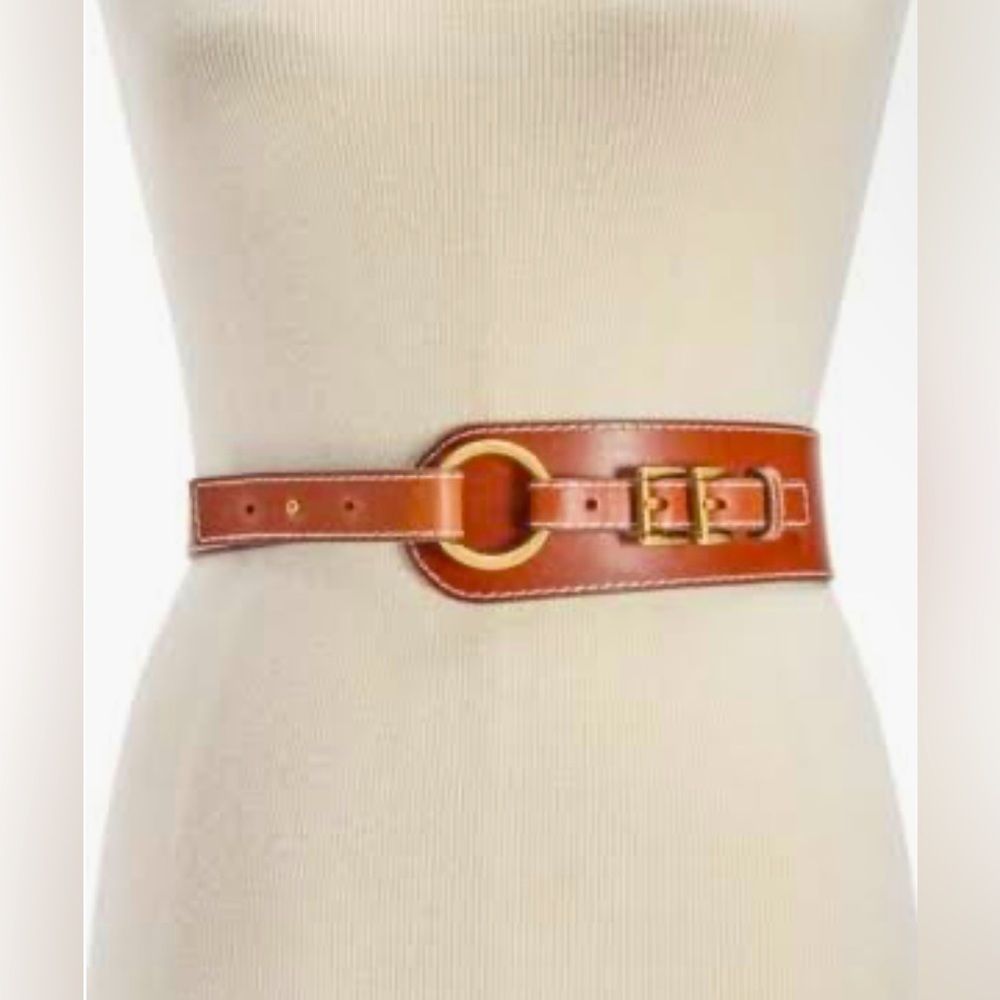 Michael Kors Double Buckle Leather Belt